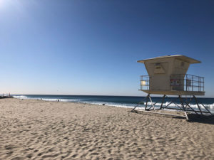 lifeguard tower on Moonlight State Beach