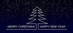 Merry Christmas and Happy New Year background with starry sky